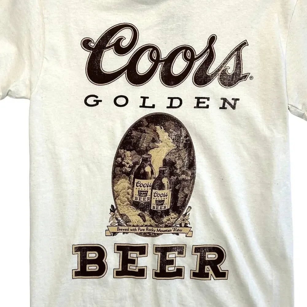 Coors Beer Graphic T-Shirt NWT Men's Sz S Beige Officially Licensed 100% Cotton - Picture 4 of 4